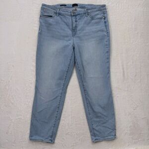 Talbots Jeans Womens 18 Blue Slim Ankle Seastone Wash High Rise Stretch